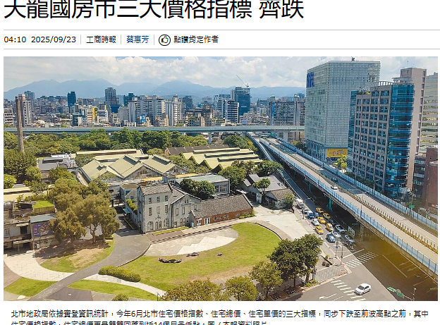 天龍國房市三大價格指標 齊跌