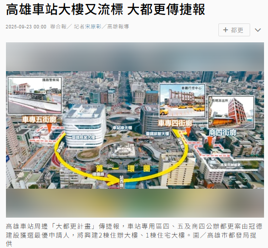 高雄車站大樓又流標 大都更傳捷報