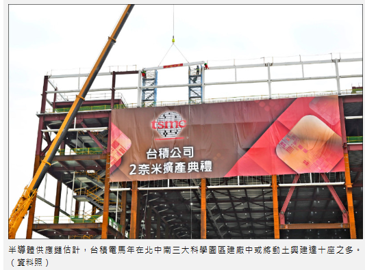 台積馬力全開 今年全台建廠達10座