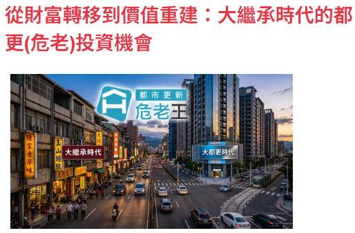  從財富轉移到價值重建：大繼承時代的都更(危老)投資機會 
