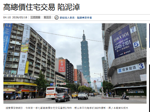 高總價住宅交易 陷泥淖