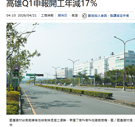高雄Q1申報開工年減17％