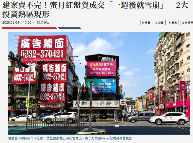  建案賣不完！蜜月紅盤賀成交「一週後就雪崩」　2大投資熱區現形 