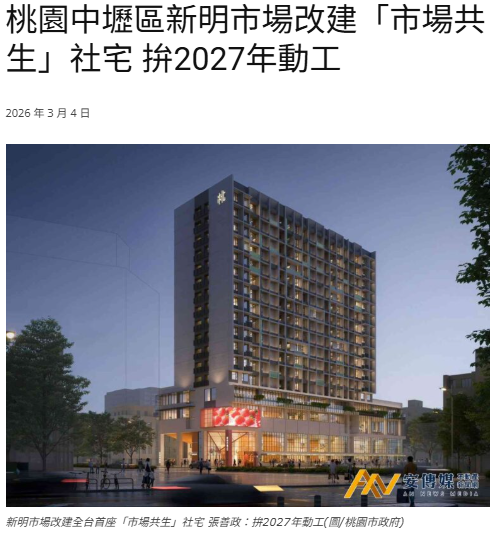  桃園中壢區新明市場改建「市場共生」社宅 拚2027年動工 