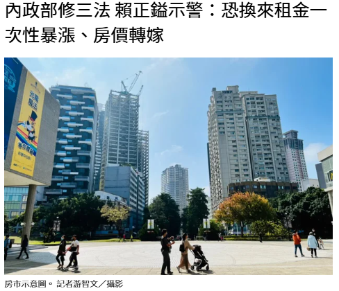 內政部修三法 賴正鎰示警：恐換來租金一次性暴漲、房價轉嫁