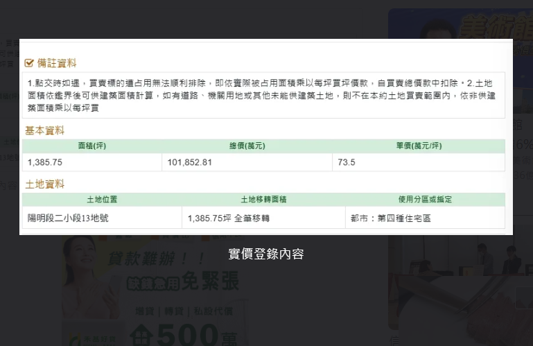  寶佳砸10.1億買1385坪住4地　卡陽明學區房價估坐穩4字頭 