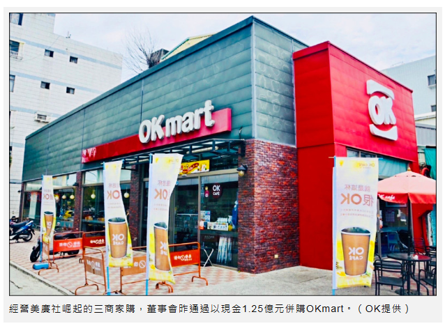 美廉社1.25億元 併購OK便利店