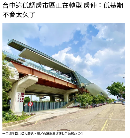 台中這低調房市區正在轉型 房仲：低基期不會太久了