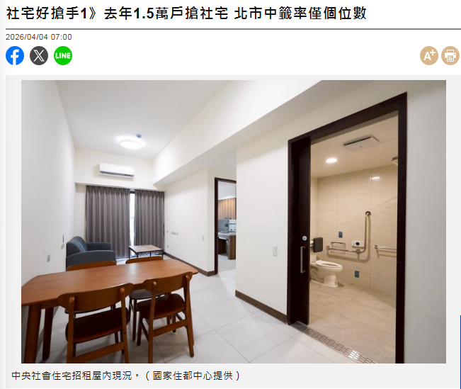  社宅好搶手1》去年1.5萬戶搶社宅 北市中籤率僅個位數 