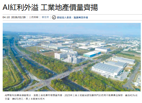 AI紅利外溢 工業地產價量齊揚