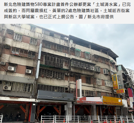 「土城清水」公辦都更成功帶動！2處震損社區公告招商