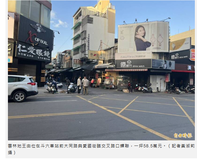 雲林縣公告土地現值及地價齊漲 地王1坪58.5萬 最便宜1坪17元