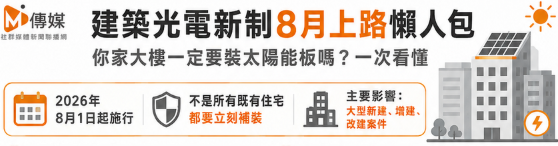 建築光電新制8月上路懶人包  你家大樓一定要裝太陽能板嗎？一次看懂