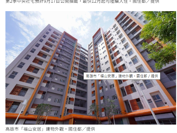 中央社宅申請揭曉 高雄福山1,420件搶220戶最熱門
