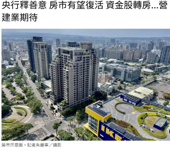  央行釋善意 房市有望復活 資金股轉房...營建業期待 