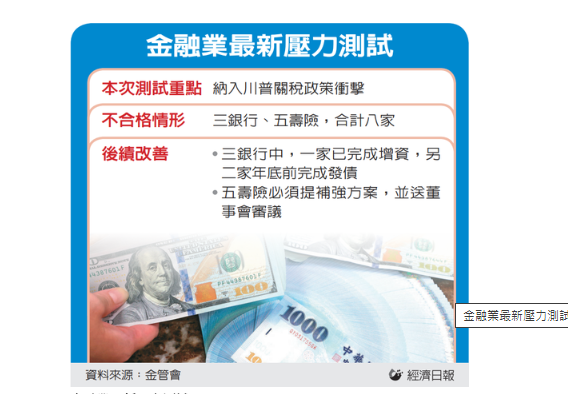  金融壓力測試 八家沒過關 大股東面臨增資 