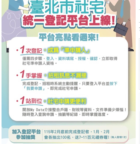  台北社宅統一平台上線 興隆E區250戶第1季開放招租 