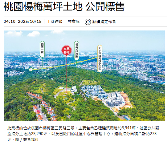  桃園楊梅萬坪土地 公開標售 