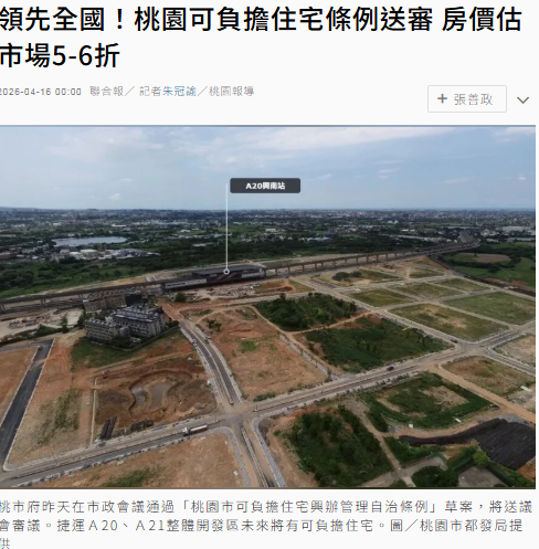 領先全國！桃園可負擔住宅條例送審 房價估市場5-6折