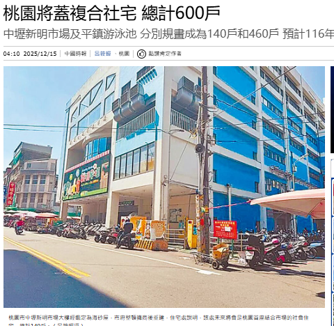 桃園將蓋複合社宅 總計600戶