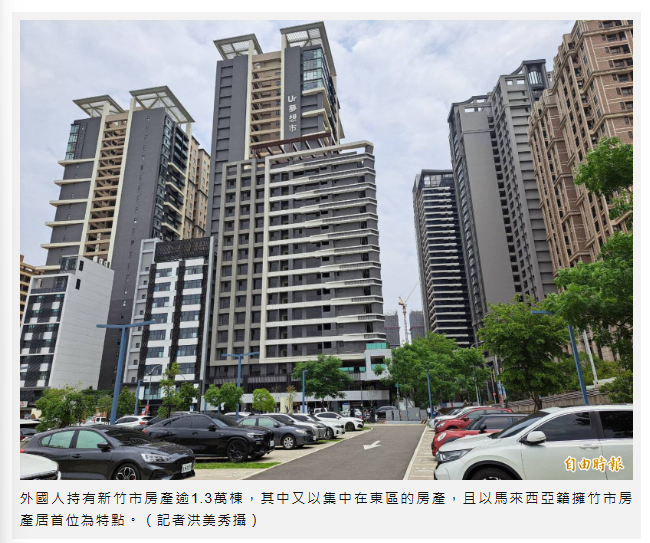 外國人持有竹市房產逾1.3萬棟 馬來西亞籍擁竹市房產居首位