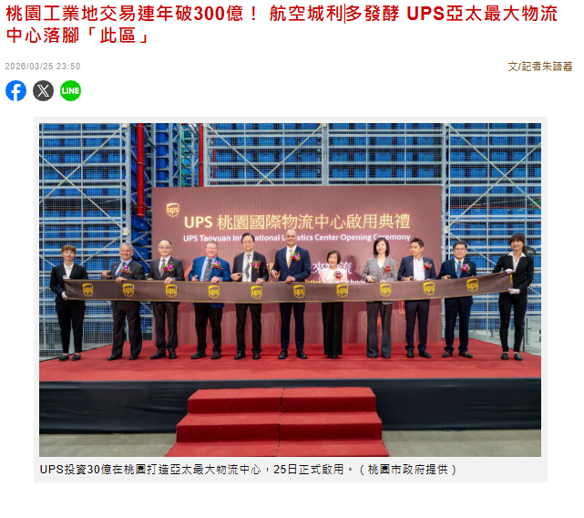  🚀 UPS進駐桃園航空城：物流資產全面升級下的淘汰名單與投資轉向 