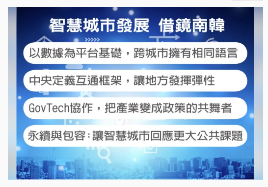  智慧城市發展 台灣可借鏡南韓 