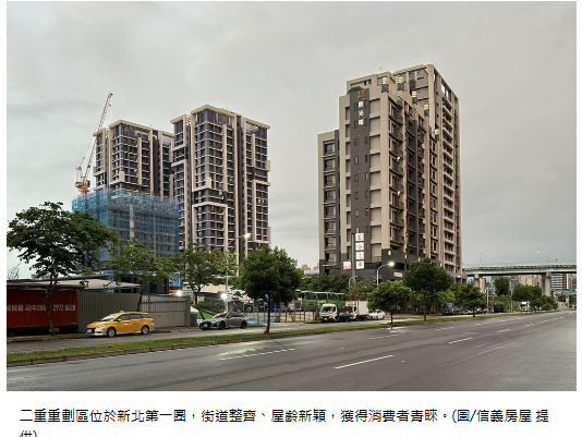 二重重劃區擁這些優勢 信義房屋觀察：吸首購族