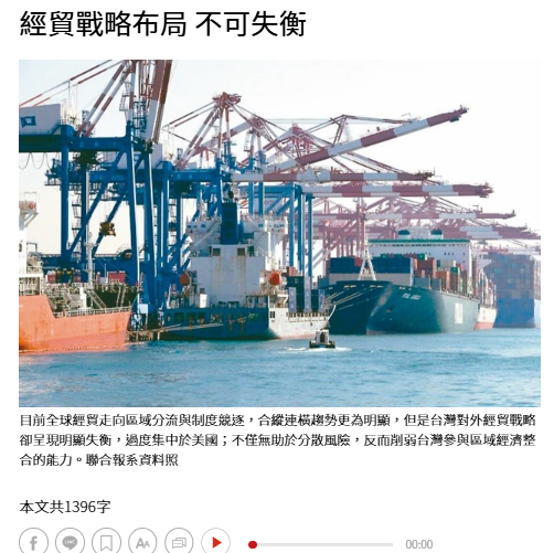  經貿戰略布局 不可失衡 