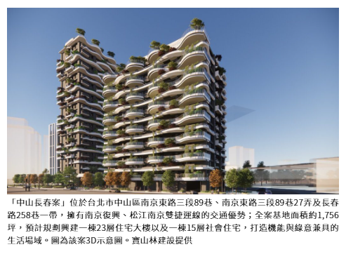 愛山林、茂德組寶山林拿中山長春公辦都更完成簽約 2027年推150億新案