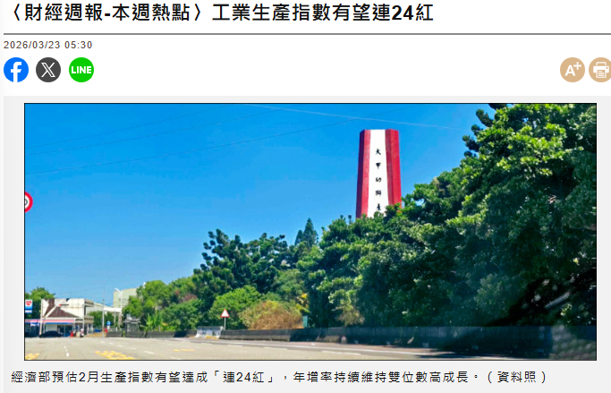 〈財經週報-本週熱點〉工業生產指數有望連24紅