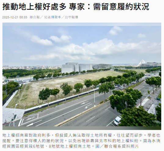 推動地上權好處多 專家：需留意履約狀況