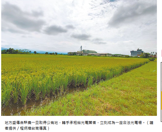 公地放領 恐轉租設置光電場