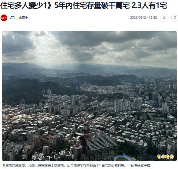  住宅多人變少1》5年內住宅存量破千萬宅 2.3人有1宅 